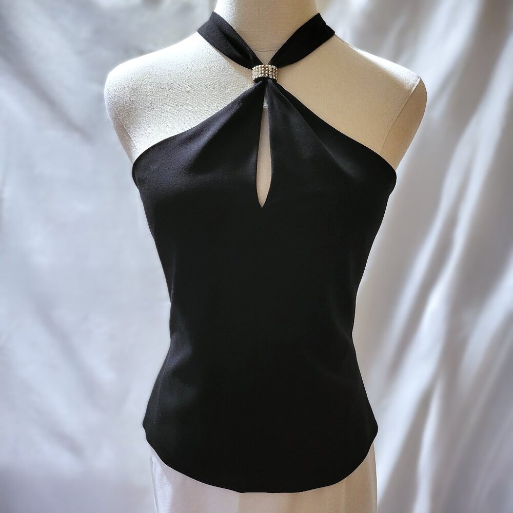 Vintage Trina Turk Circle Halter Top With Rhinestone Accent - Size 4